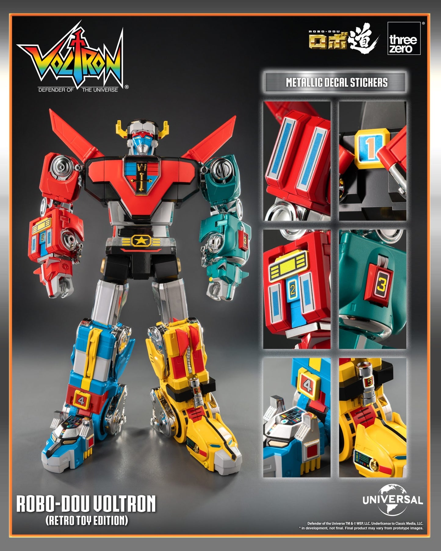 Threezero: Voltron: Defender of the Universe ROBO-DOU Voltron (Retro Toy Edition)